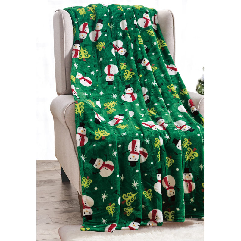 Snowman Plain Weave / Muslin Heated Throw Blanket