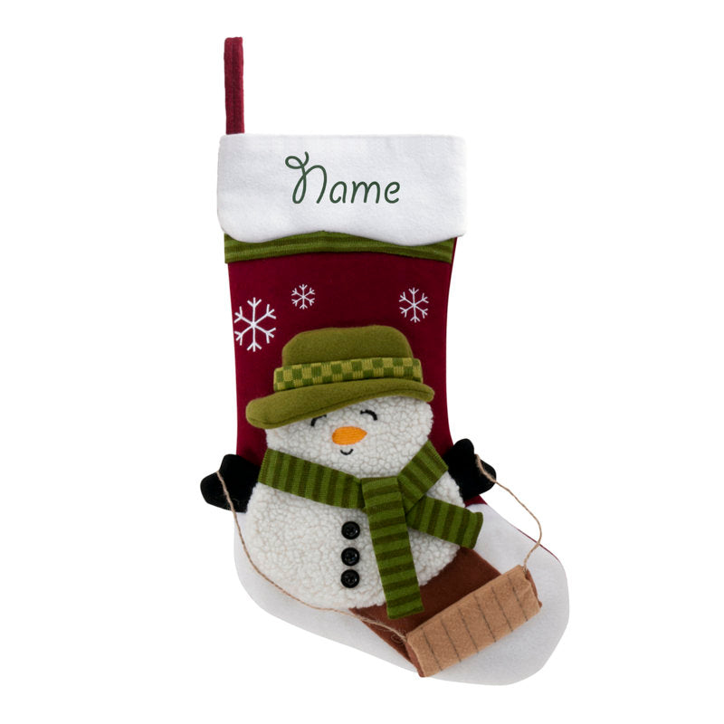 Snowman Snowcap with Custom Name Stocking