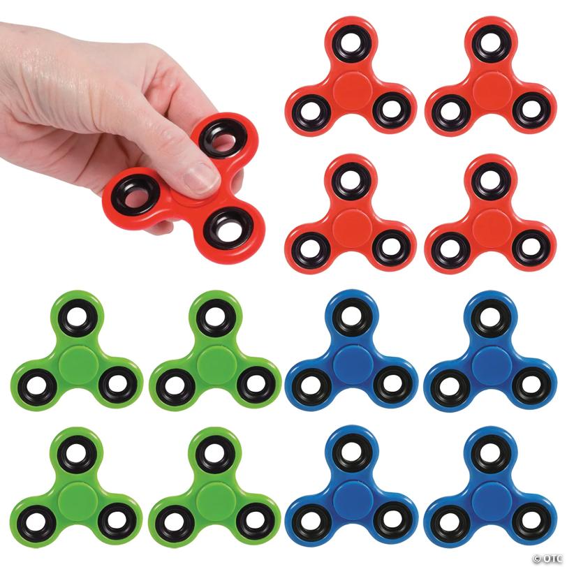 Solid Color Fidget Spinner Assortment - 12 Pc.