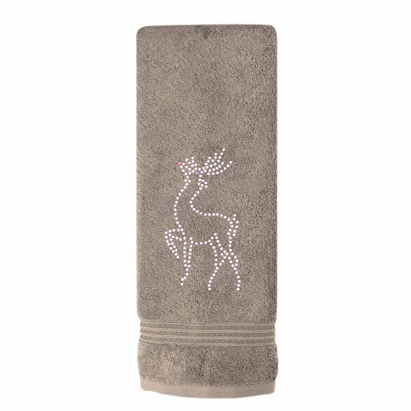 Sparkles Home Reindeer Rhinestone Hand Towel | 100% Turkish Cotton Terry | Perfect for Bathroom