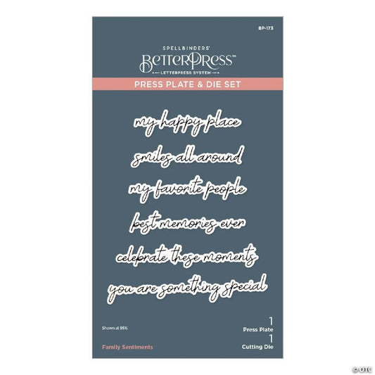 Spellbinders BetterPress Press Plate & Die Set-Family Sentiments | USA Decoration®