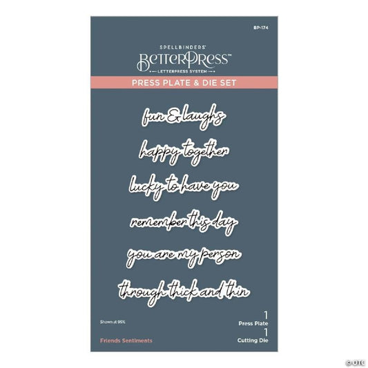 Spellbinders BetterPress Press Plate & Die Set-Friends Sentiments | USA Decoration®