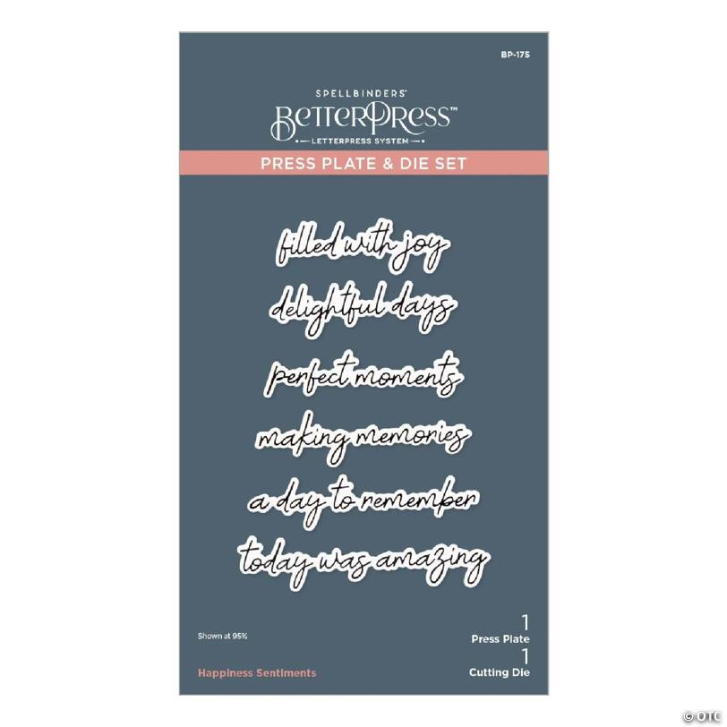 Spellbinders BetterPress Press Plate & Die Set-Happiness Sentiments | USA Decoration®
