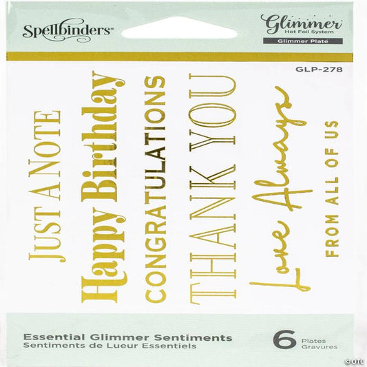 Spellbinders Glimmer Hot Foil Plate-Essential Glimmer Sentiments | USA Decoration®