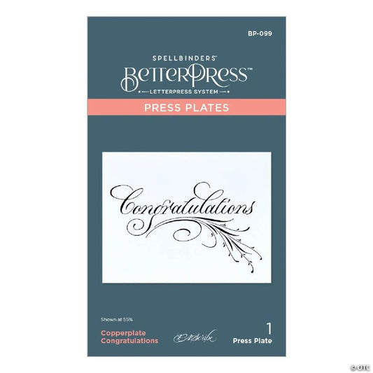 Spellbinders Press Plate By Paul Antonio-Copperplate Congratulations | USA Decoration®