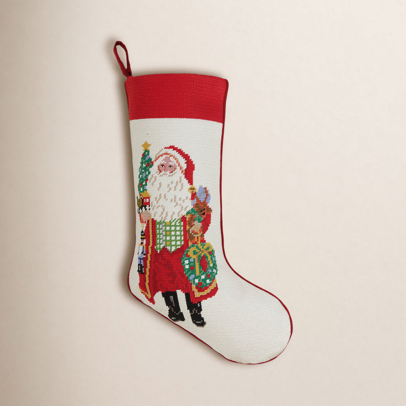 Spirits Bright Embroidered Needlepoint Stocking