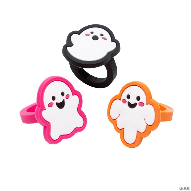 Spooky Fun Ghost Silicone Rings - 20 Pc.