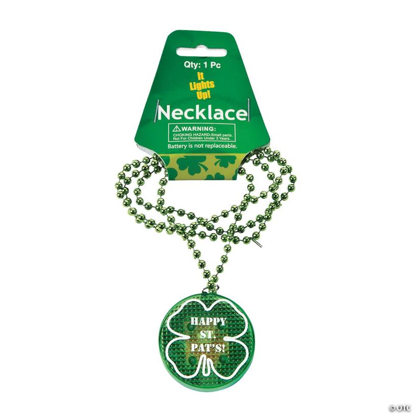 St. Patrick's Day Shamrock Light-Up Necklaces - 12 Pc.