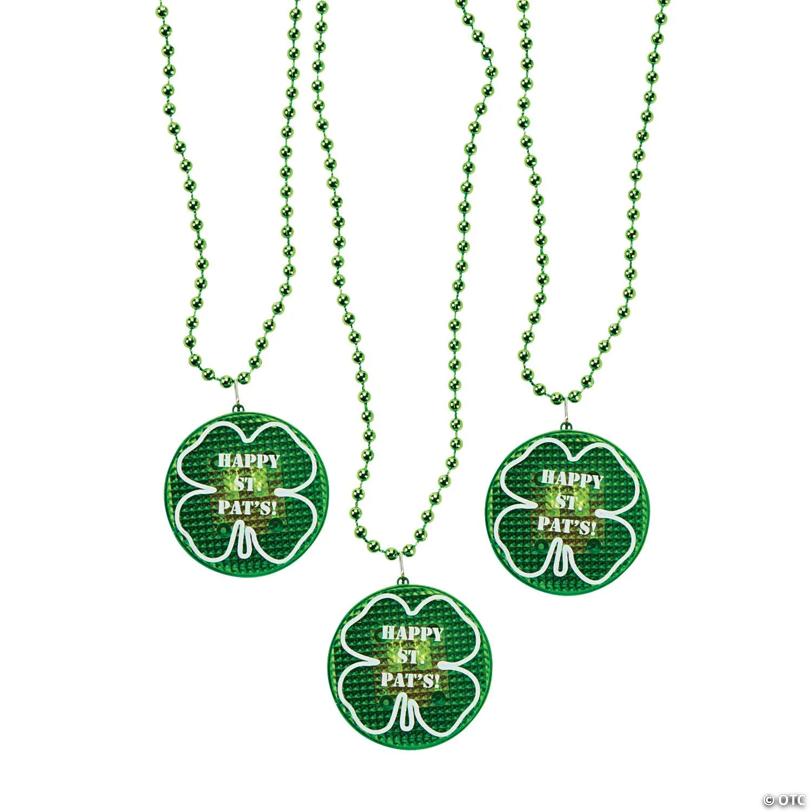 St. Patrick's Day Shamrock Light-Up Necklaces - 12 Pc.