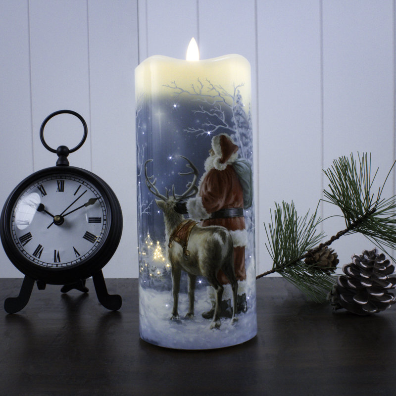 Starry Night Santa Fiber Optic Candle