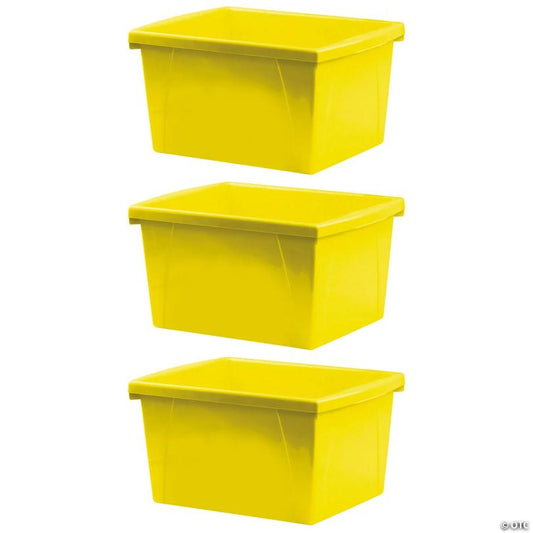 Storex 4 Gallon Storage Bin, Yellow, Pack of 3