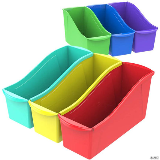 Storex Large Book Bin, Assorted Color, Set of 6