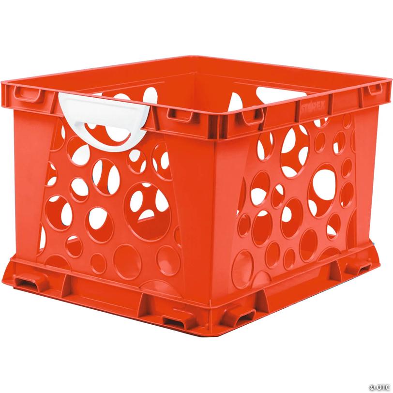 Storex Premium File Crate with Handles, Classroom Red