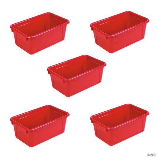 Storex Small Cubby Bin, Red, Pack of 5