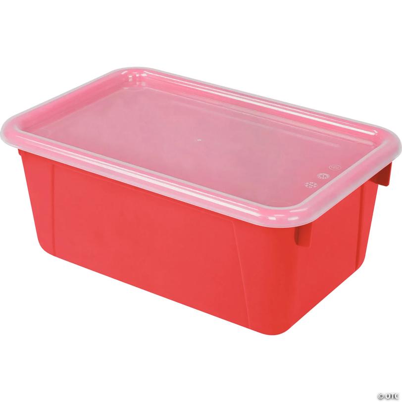 Storex Small Cubby Bin with Lid - Classroom Red, Set of 3