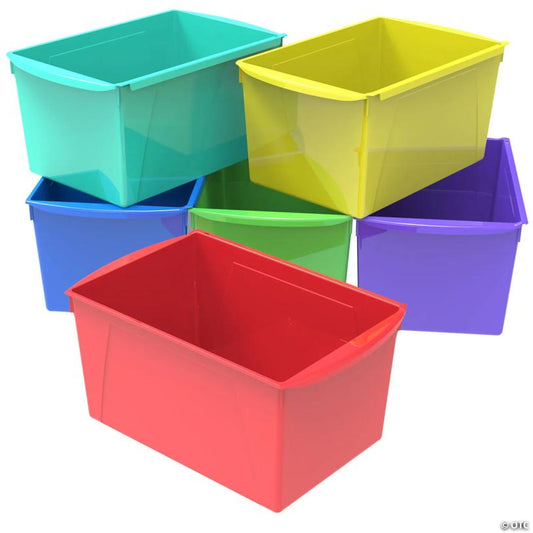 Storex Wide Book Bin, Assorted Color, Set of 6