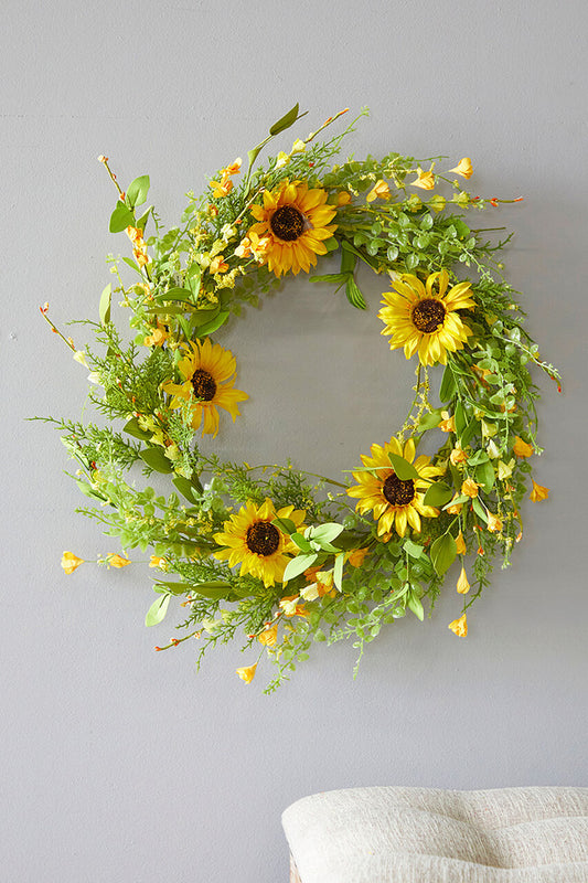 22" Sunflower Wreath Bright & Cheerful Summer & Fall Door Decor
