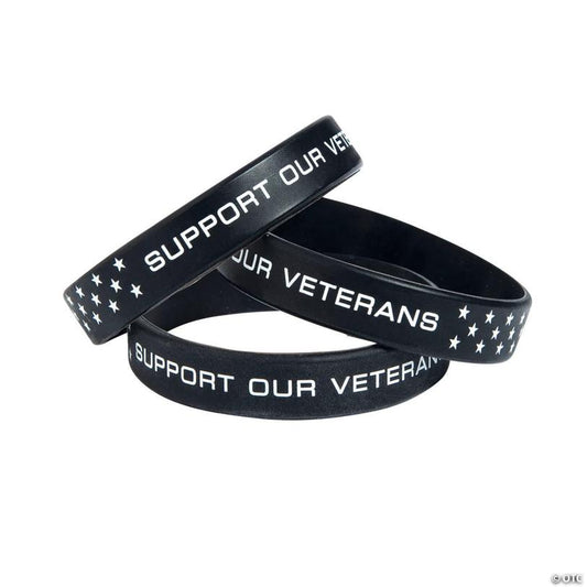 Support Our Veterans Rubber Bracelets - 12 Pc.