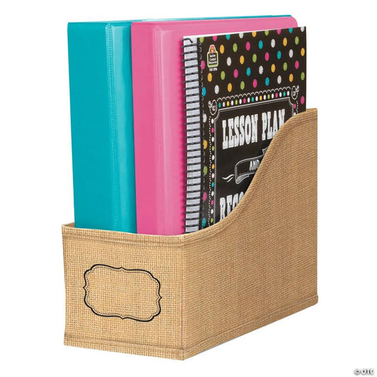Teacher Created Resources Burlap Book Bin, Set of 3