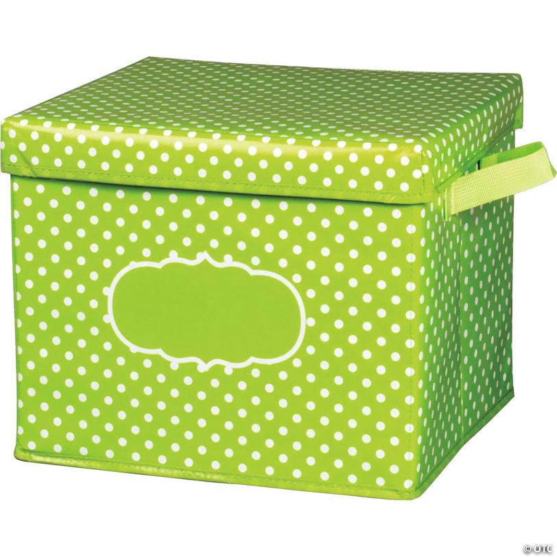 Teacher Created Resources Lime Polka Dots Storage Box
