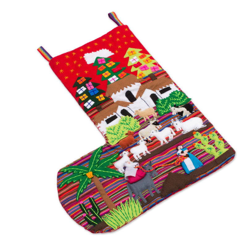 The Holiday AisleÂ® No Room At The Inn Applique Christmas Stocking