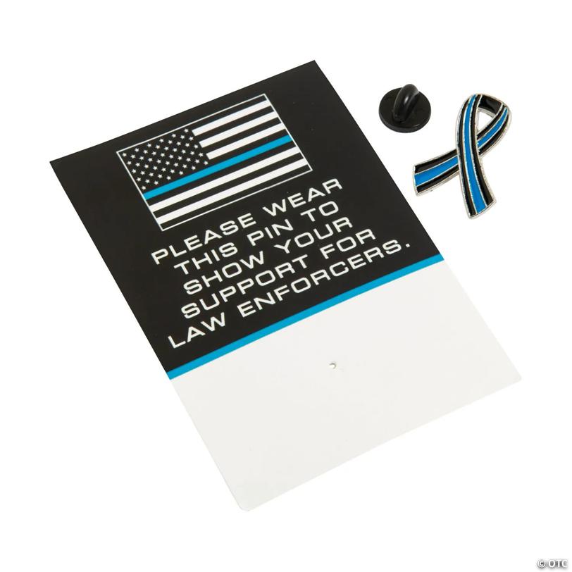 Thin Blue Line Awareness Pins with Card - 12 Pc.