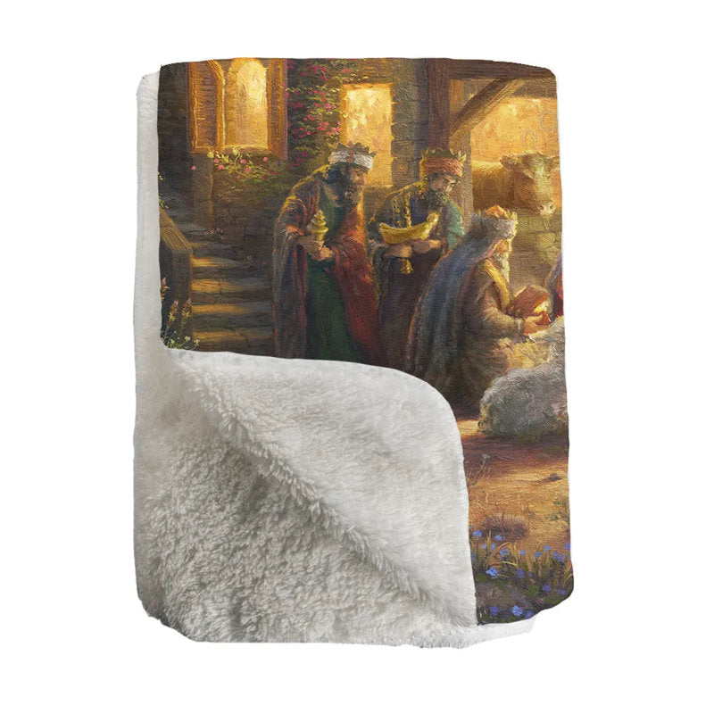 Thomas Kinkade The Nativity Sherpa Throw Blanket