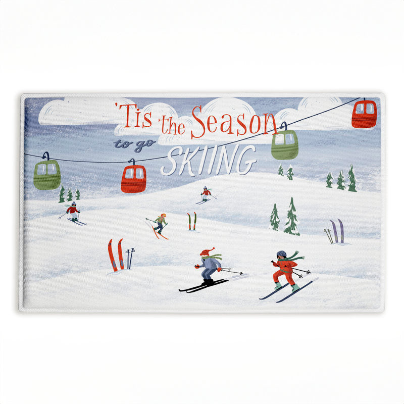 Tis The Season Ski Slopes Printed Plush Bath Mat and Bath Rug, design by Caverly Smith, 18"x30"