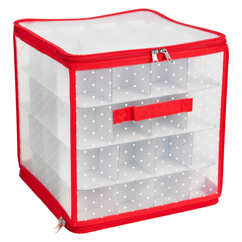 Transparent Zip Up Christmas Ornament Storage Box - 12" - Holds 64 Ornaments