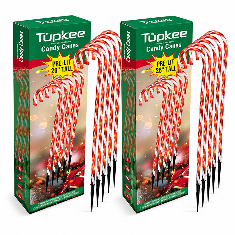 Tupkee Candy Cane Lights Decorations - Pre-Lit Pathway Christmas Lights, 26-Inches