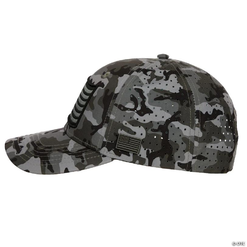 USA American Flag Patch 6-Panel Gray Camo Pre-Curved Snapback Hat