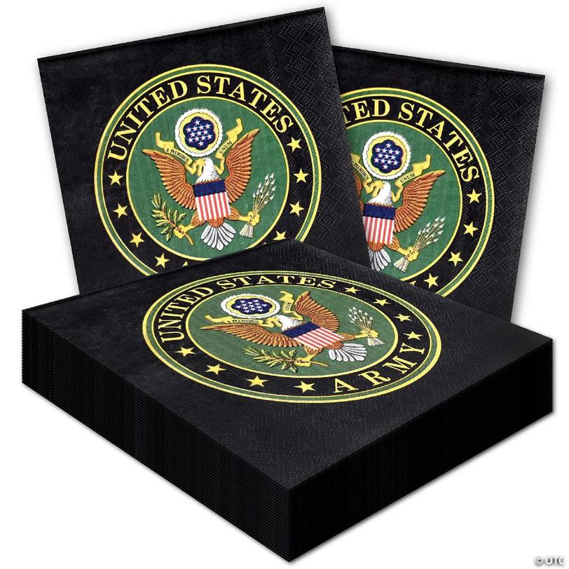 U.S. Army Luncheon Napkins (32 Pcs.)! 32 U.S. Army Lg. Napkins Printed In The Officially Licensed United States Army Seal