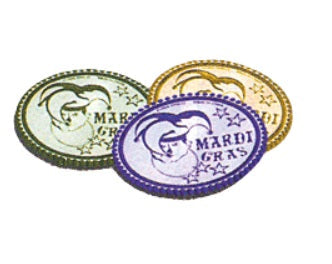 Mardi Gras Coins - Assorted Colors, 1-1/2"