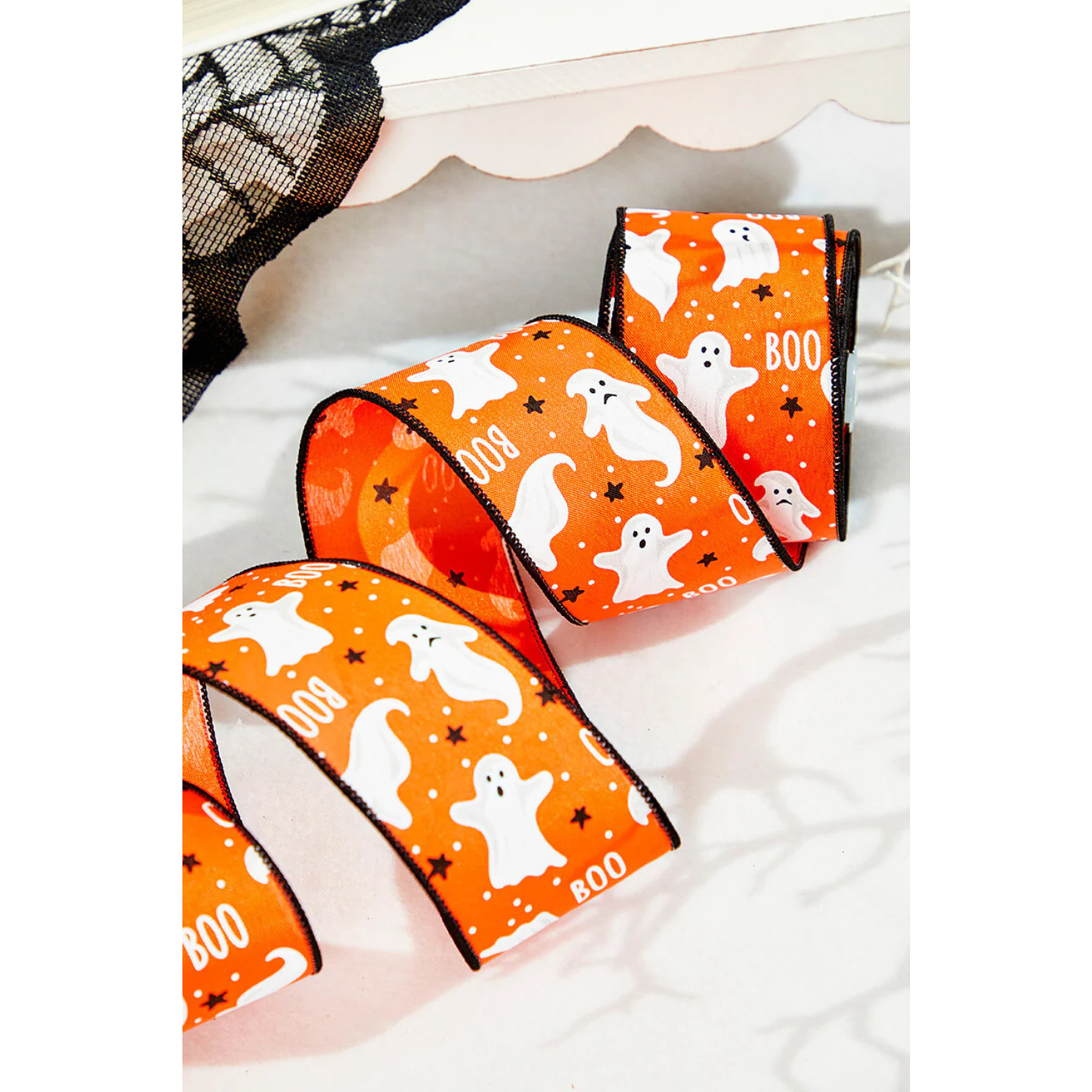 2.5" x 10 Yard Ghosts & Boo Ribbon Halloween Wired Ribbon for Crafts, Wreaths & Décor