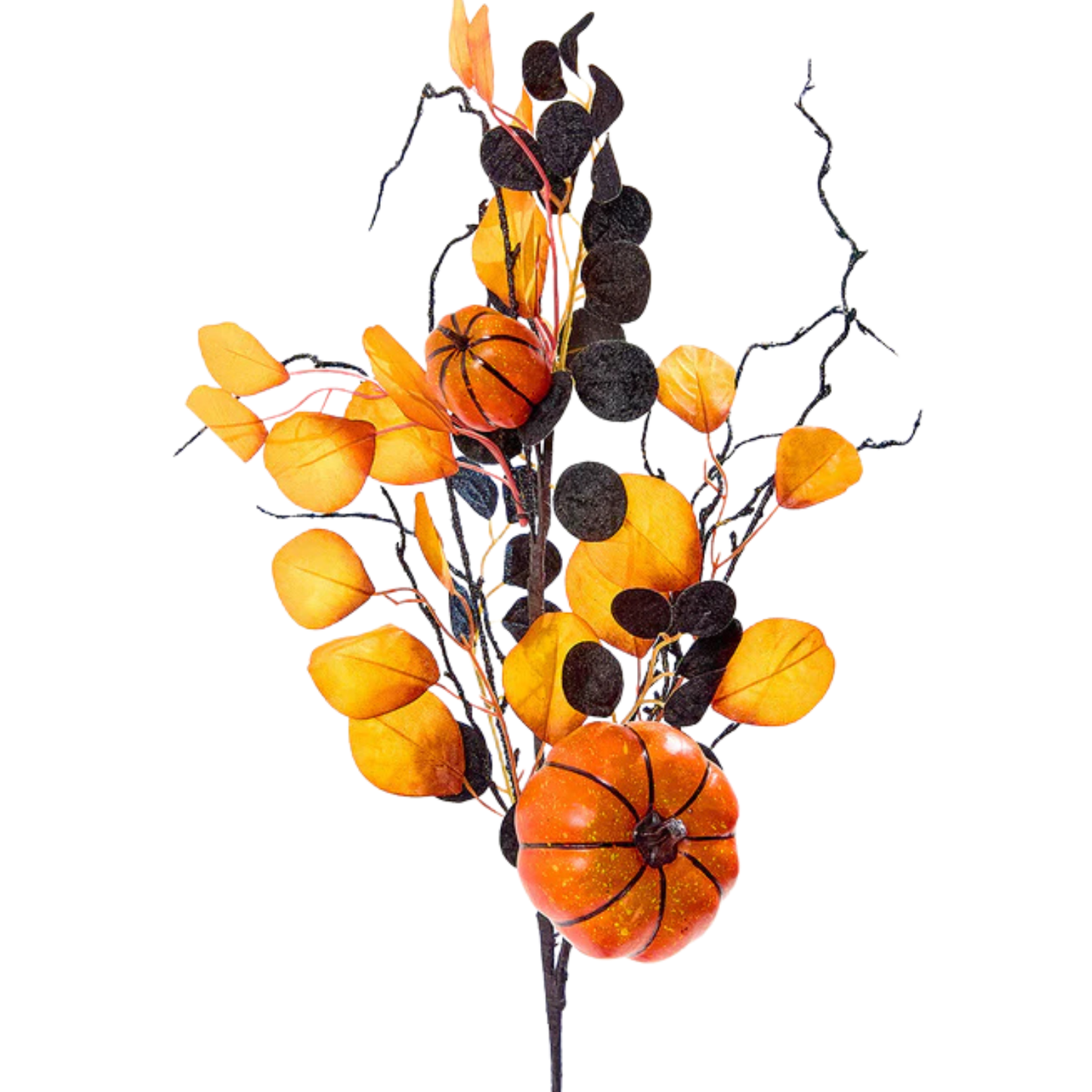 32" Pumpkin Eucalyptus Spray Fall Floral Pick for Wreaths, Centerpieces & Arrangements
