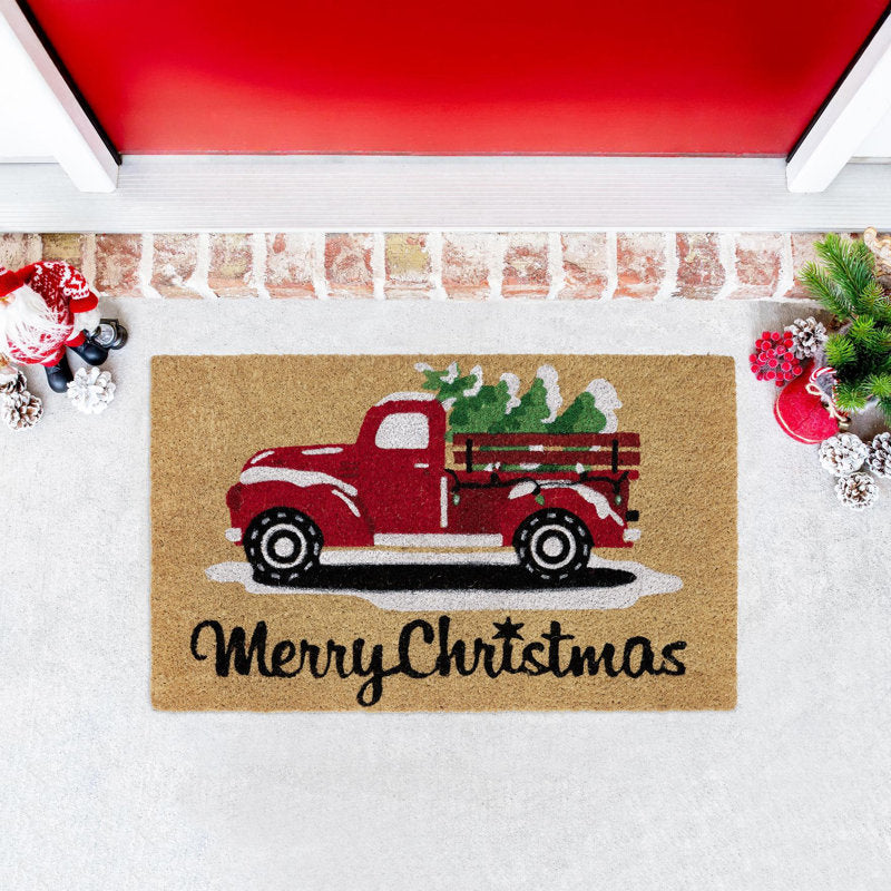 VCNY Home Multi Christmas Truck Outdoor Coir Doormat