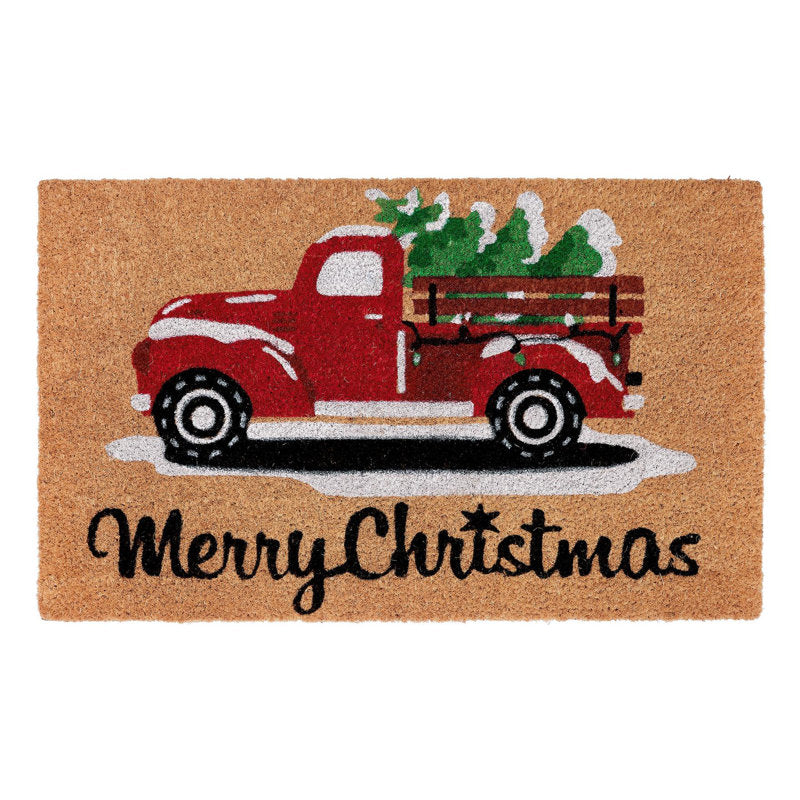 VCNY Home Multi Christmas Truck Outdoor Coir Doormat