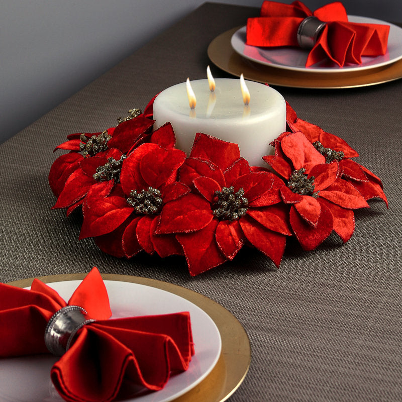 Glitter Poinsettia Christmas Wreath as a festive door display