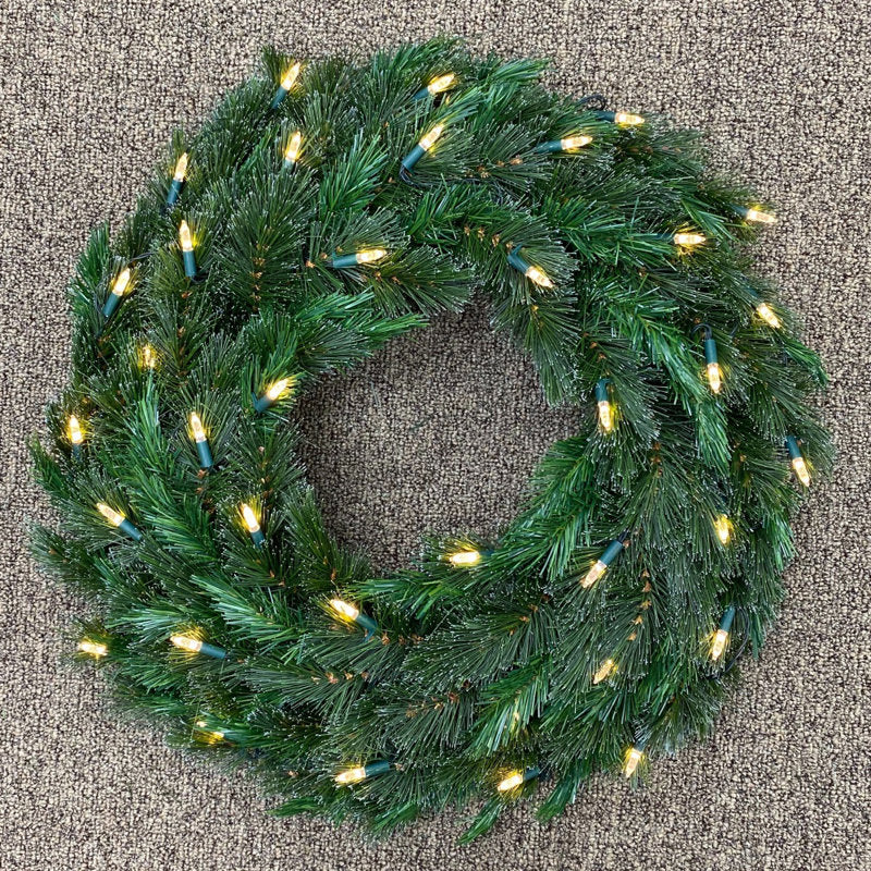 Pre-Lit Artificial Christmas Wreath as a festive door display