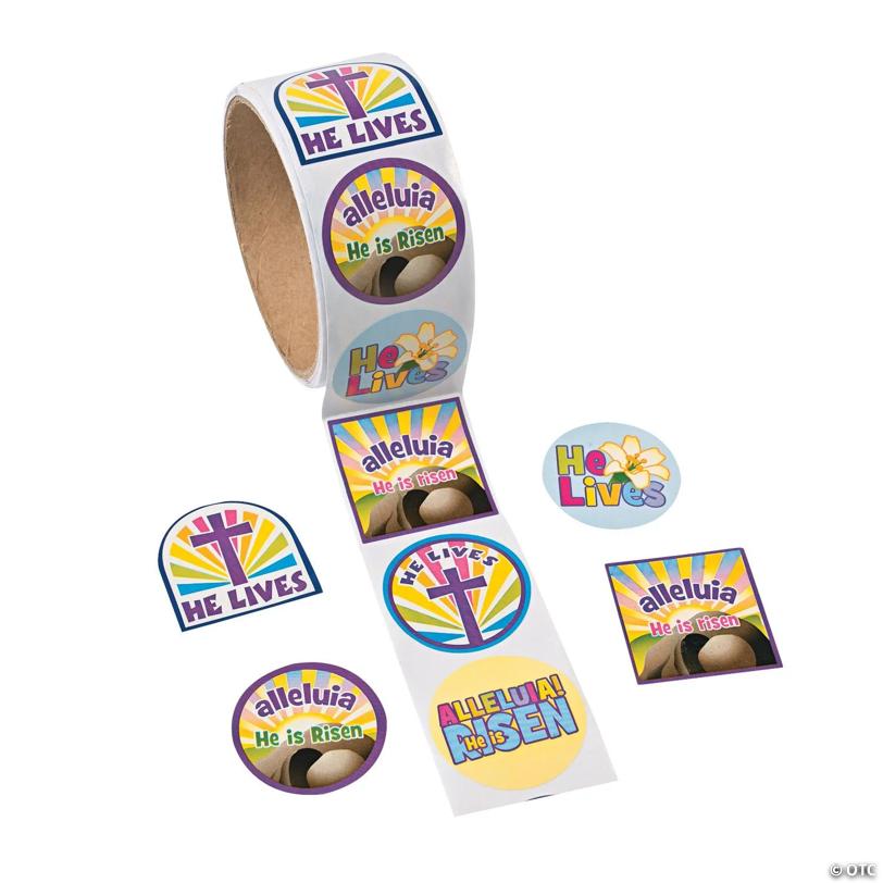 Vibrant He Lives Easter Sticker Roll - 100 Pc. for Creative Crafts | USA Decoration®