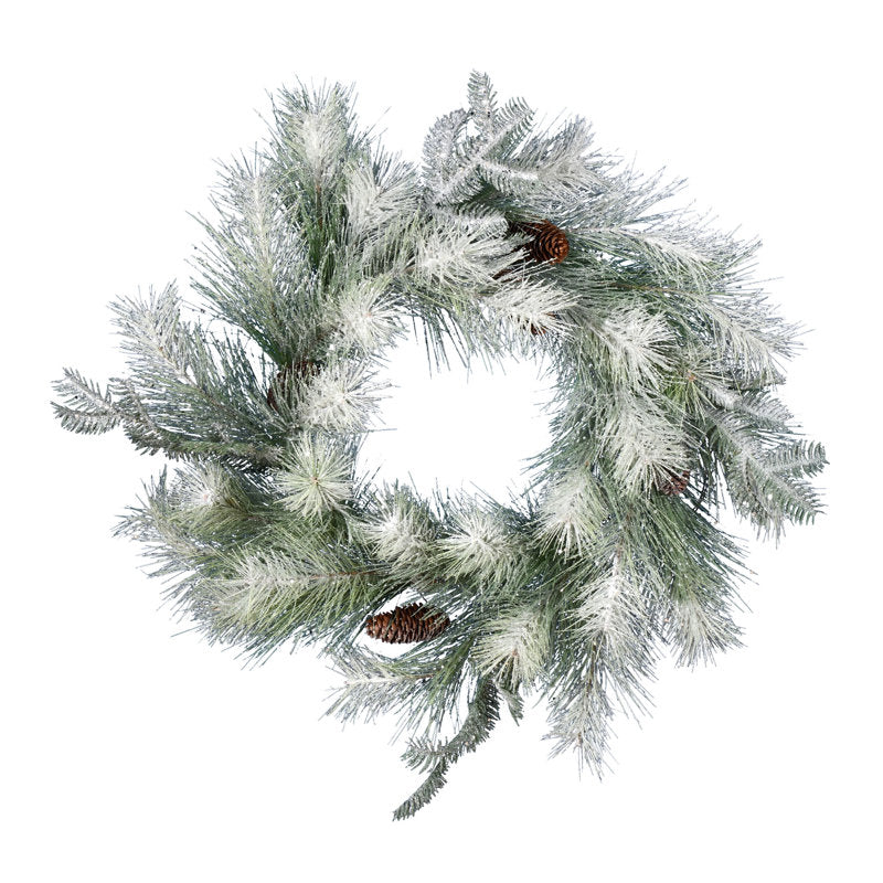 24" unlit frosted pine Christmas wreath