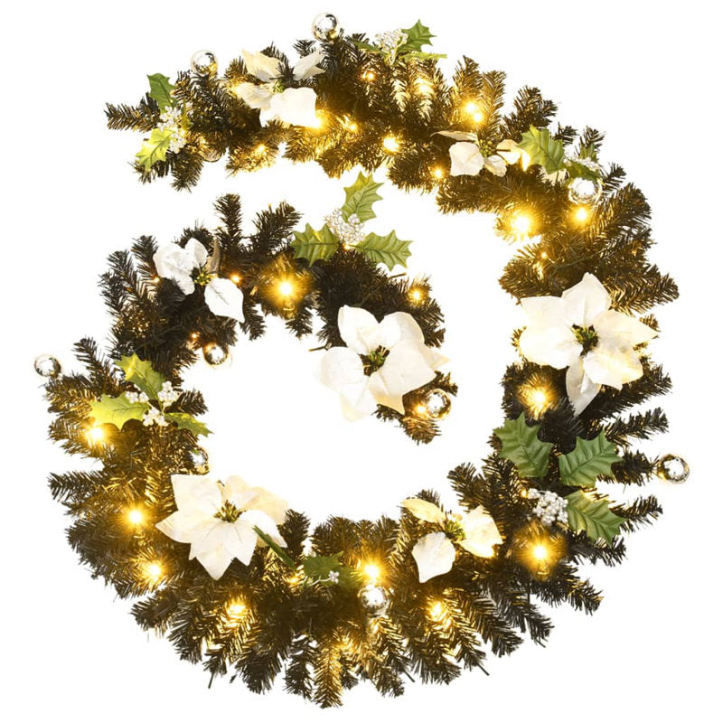 6 ft Pre-Lit Christmas Garland framing a front door