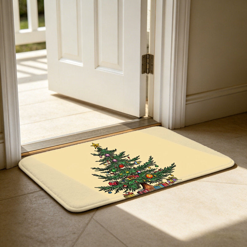 Vintage Christmas Tree Door Mat 24"X 36" for Front Door