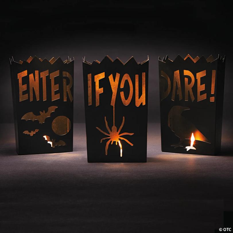 Vintage Metal Luminary Halloween Decorations - 3 Pc.