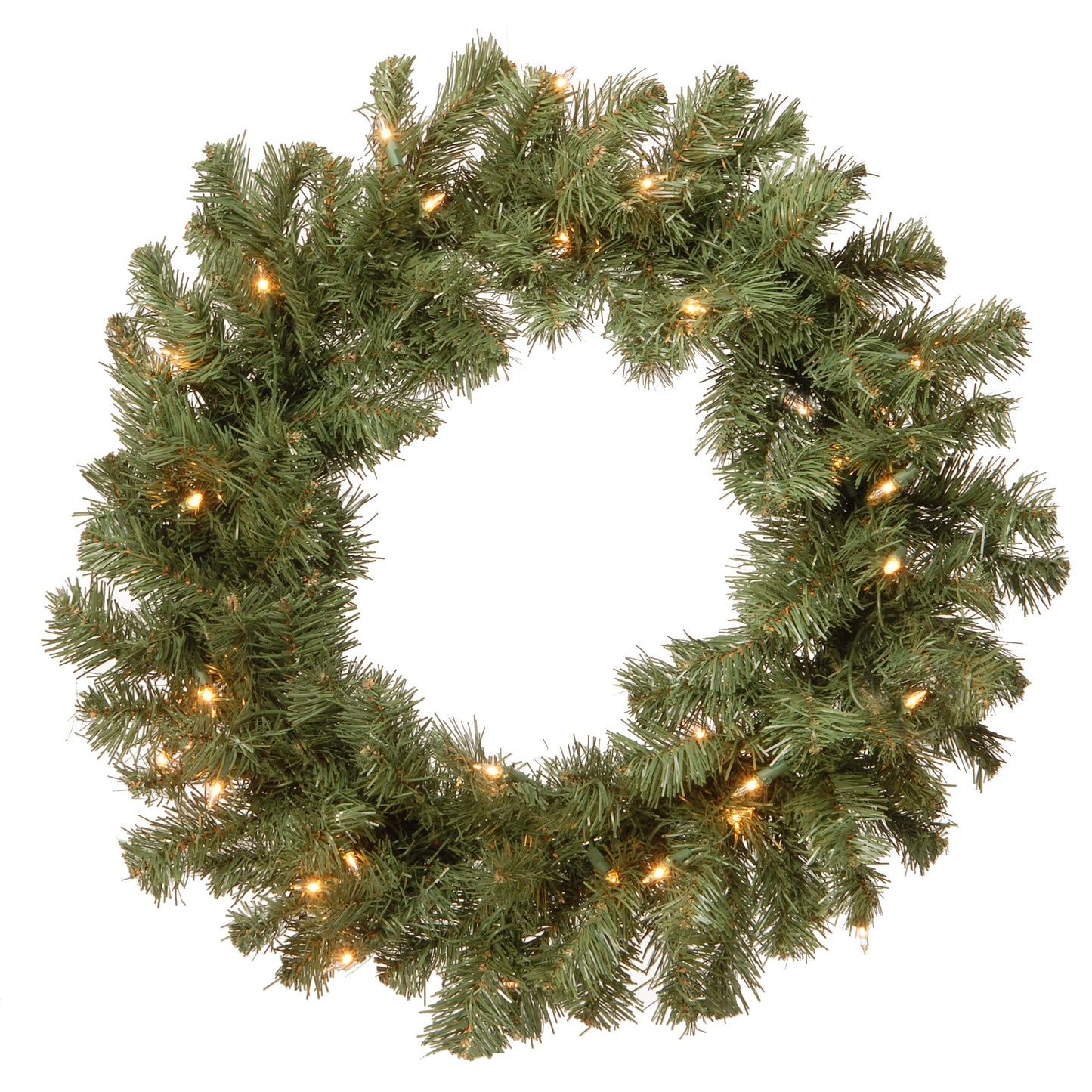 24 in. Pre-Lit Promotional Fir Wreath with Clear Lights Indoor & Outdoor Christmas Decoration | USA Decoration®
