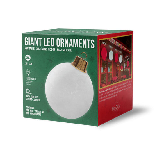 20" Inflatable LED Ornament – White Holiday Decor