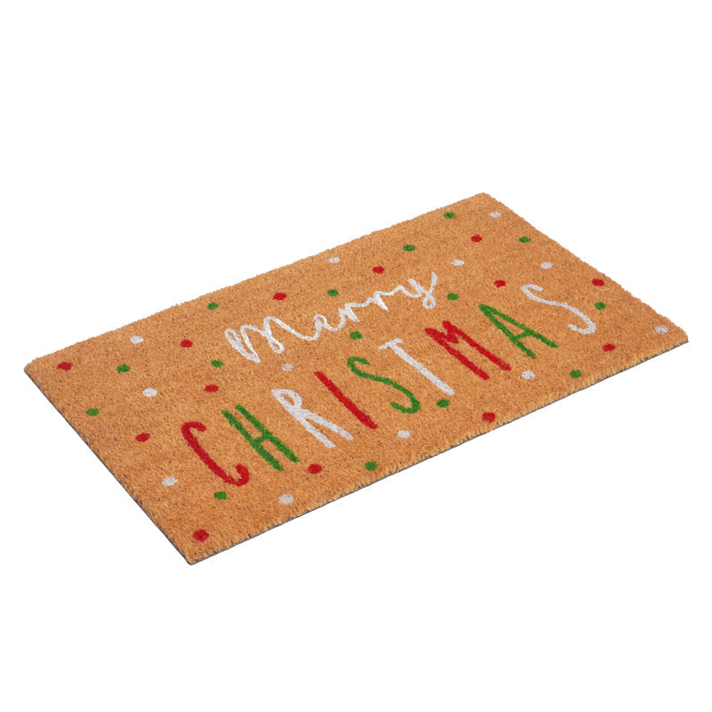 White Festive Merry Christmas Doormat,24"x36"