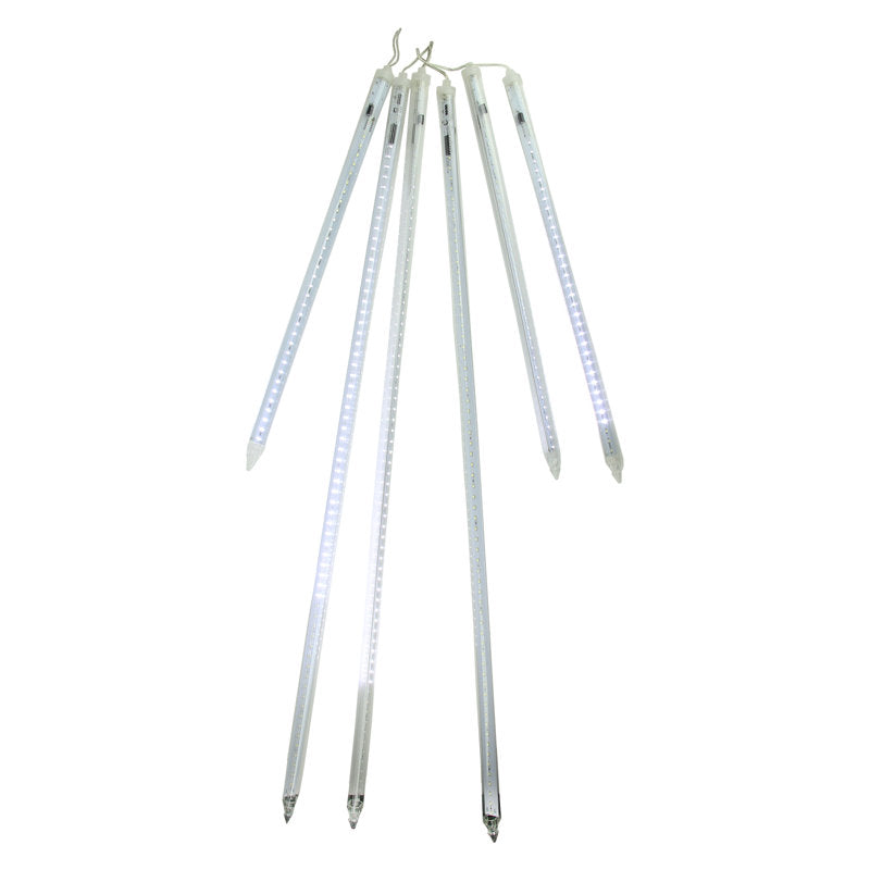 White LED Dripping Icicle Snowfall Christmas Light Tubes - 21 ft Clear Wire