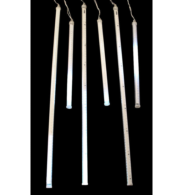 White LED Dripping Icicle Snowfall Christmas Light Tubes - 21 ft Clear Wire