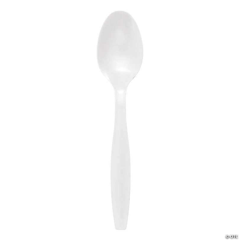White Plastic Disposable Spoons (1000 Spoons) | USA Decoration®